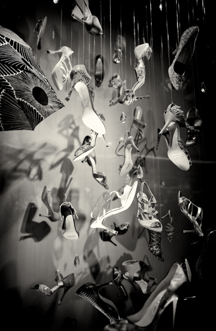 hanging shoes at Encore hotel